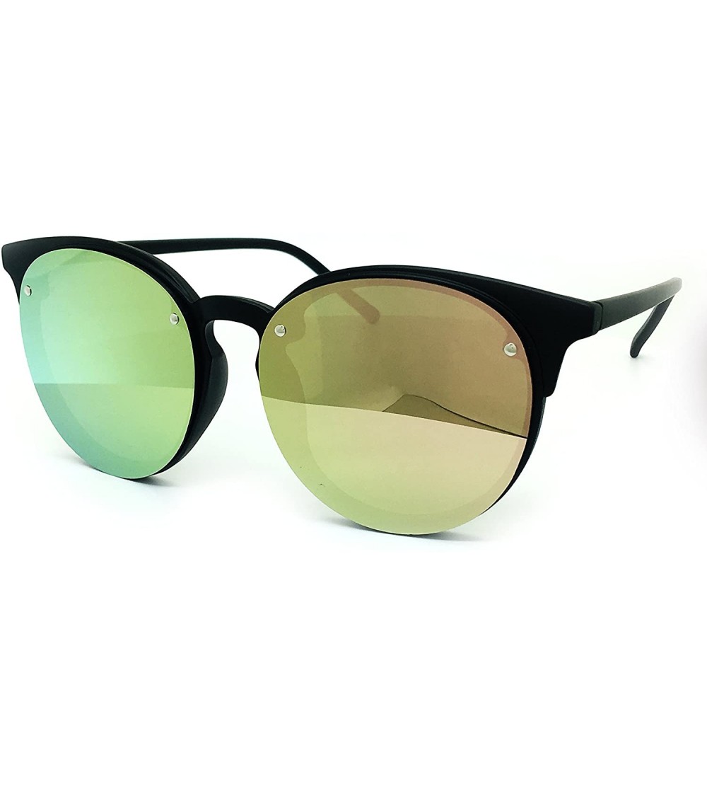 Oversized 3314CM Half Rim Semi-Rimless Matte Finish Retro Mirrored Funky Fashion Sunglasses - Semi-rimless - CV185KNL8I6 $26.95