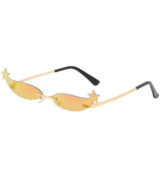 Semi-rimless Vintage Irregular Shape Sunglasses With Little Star Decor Retro Style Glasses - D - CO196SRCGDW $17.45