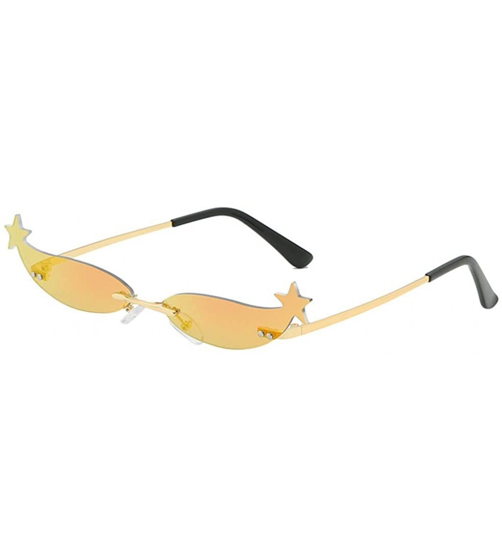Semi-rimless Vintage Irregular Shape Sunglasses With Little Star Decor Retro Style Glasses - D - CO196SRCGDW $17.45