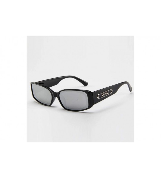 Goggle Classic Rectangle Small Full Frame Sunglasses For Women Unisex Adults - Silver - CX196MCXAU7 $17.06