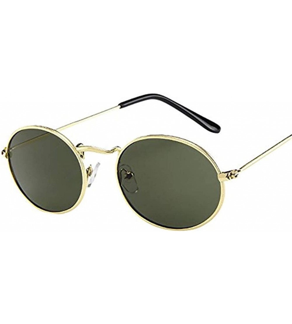Oval Vintage Retro Oval Sunglasses Ellipse Metal Frame Glasses Trendy Fashion Shades - E - CP19062H55R $19.16
