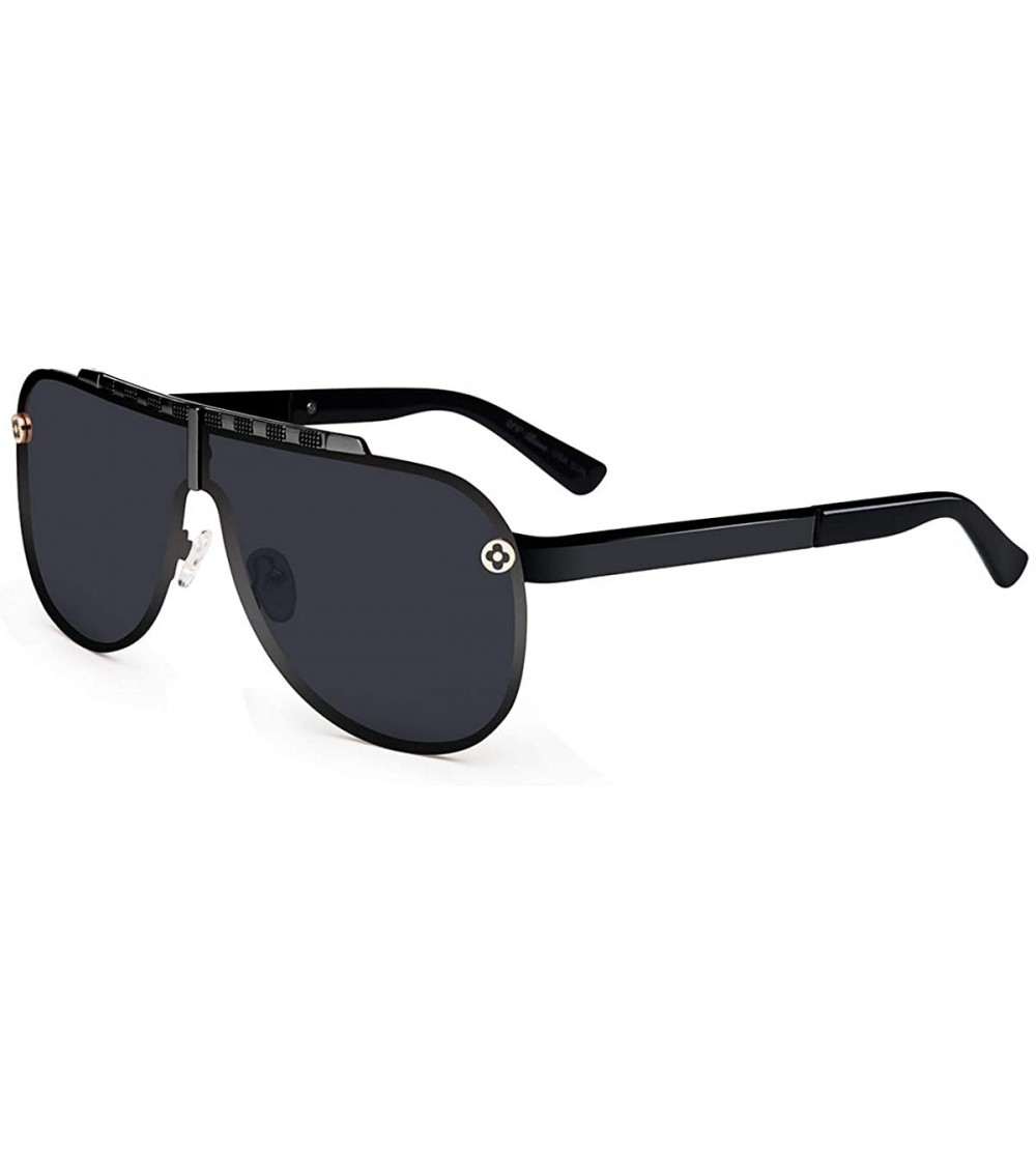 Oversized Polarized Aviator Sunglasses for Men Uv Protection- Round Sunglasses- Oversized Sunglasses - Oversized Black - CW18...