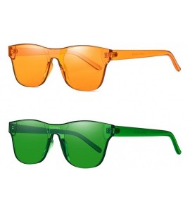 Wayfarer One Piece Rimless Tinted Sunglasses Transparent Candy Color Glasses - Yellow+green - CS18G2Q66SU $23.57