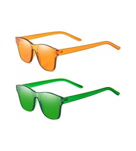 Wayfarer One Piece Rimless Tinted Sunglasses Transparent Candy Color Glasses - Yellow+green - CS18G2Q66SU $23.57