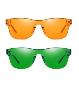 Wayfarer One Piece Rimless Tinted Sunglasses Transparent Candy Color Glasses - Yellow+green - CS18G2Q66SU $23.57