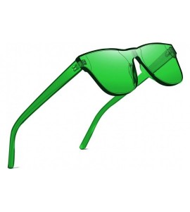 Wayfarer One Piece Rimless Tinted Sunglasses Transparent Candy Color Glasses - Yellow+green - CS18G2Q66SU $23.57