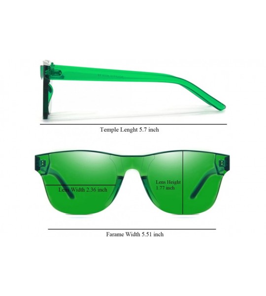 Wayfarer One Piece Rimless Tinted Sunglasses Transparent Candy Color Glasses - Yellow+green - CS18G2Q66SU $23.57