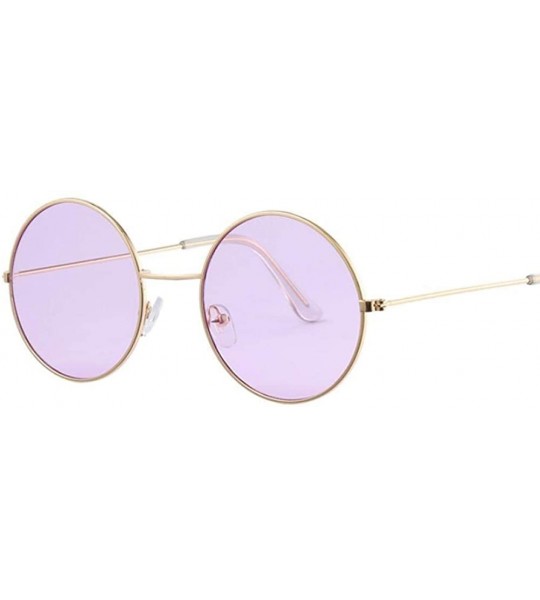 Round Fashion Bule Round Sunglasses Women Brand Designer Luxury Sun Glasses Gold Blue - Gold Blue - CV18Y5UO28L $17.35