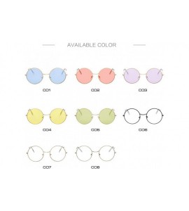 Round Fashion Bule Round Sunglasses Women Brand Designer Luxury Sun Glasses Gold Blue - Gold Blue - CV18Y5UO28L $17.35