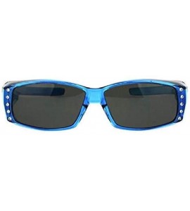 Oversized The Vibrant" Polarized Rhinestone Sunglasses Fit Over Reading Glasses Oval Rectangular Cover Sunglasses - CG18KSDOC...