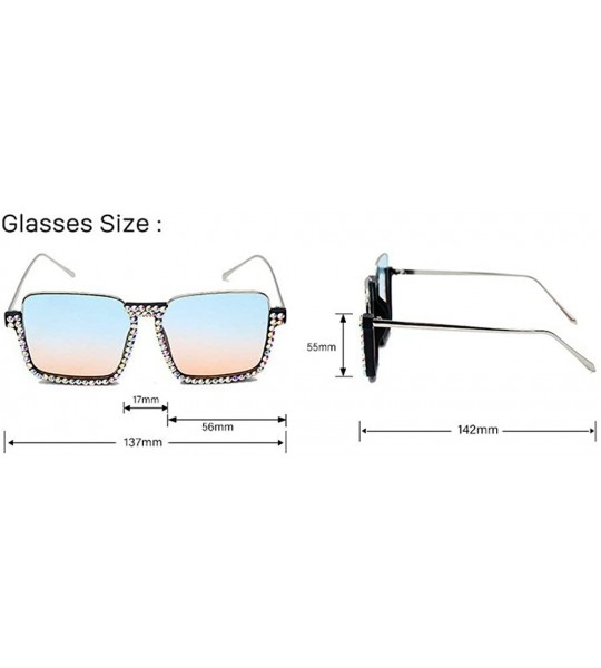 Square new manual point drill transparent sunglasses large box square ladies brand designer sunglasses - C2 - CR192EUYXEU $26.53