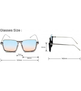 Square new manual point drill transparent sunglasses large box square ladies brand designer sunglasses - C2 - CR192EUYXEU $26.53