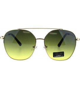 Oversized Womens Sunglasses Square Flat Top Bridge Fashion Aviators UV 400 - Gold (Green Yellow) - C318IS266YY $19.49