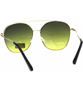 Oversized Womens Sunglasses Square Flat Top Bridge Fashion Aviators UV 400 - Gold (Green Yellow) - C318IS266YY $19.49