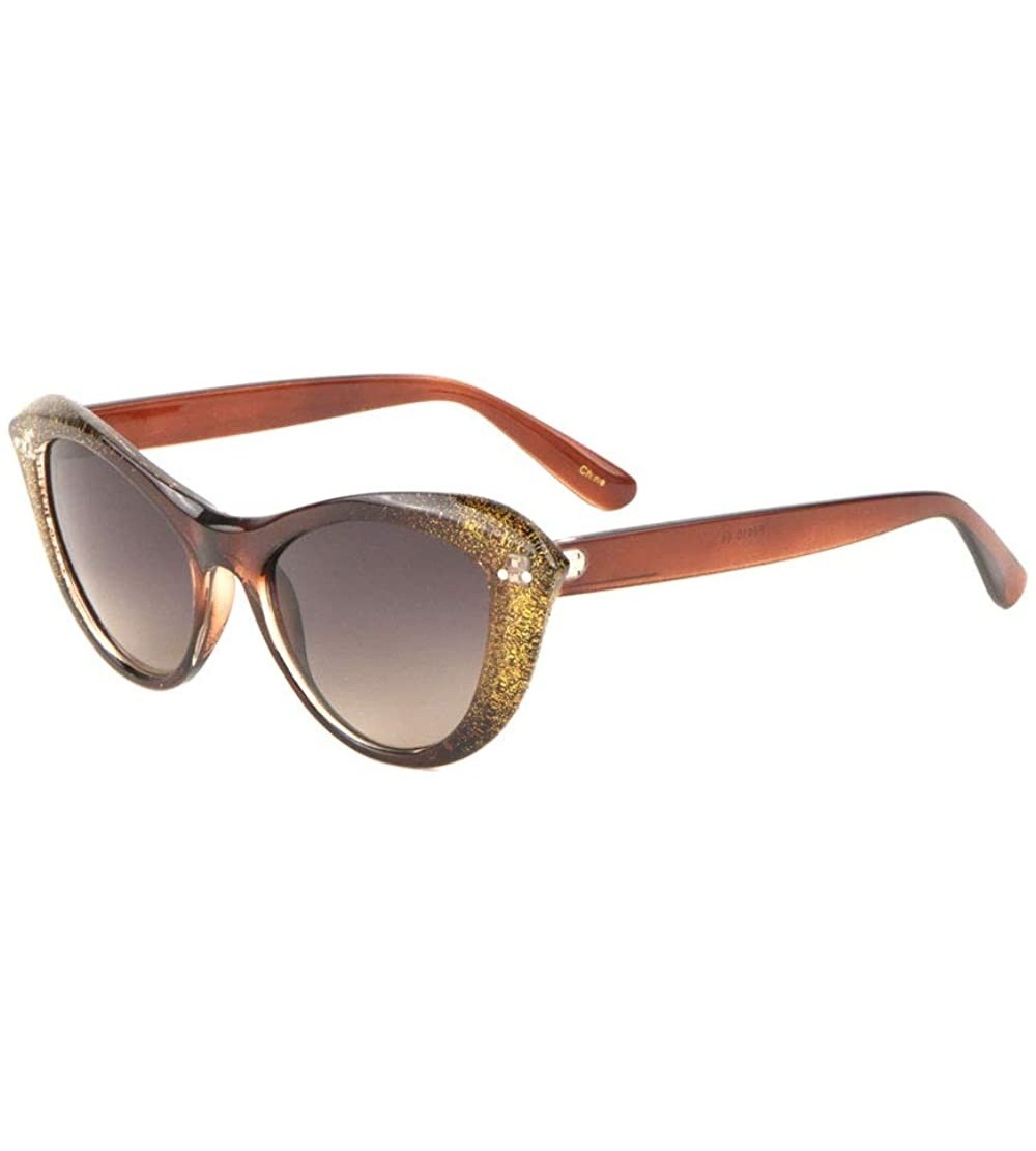Cat Eye Budapest Crystal Glitter Retro Cat Eye Sunglasses - Brown - C9198E92EYW $26.61