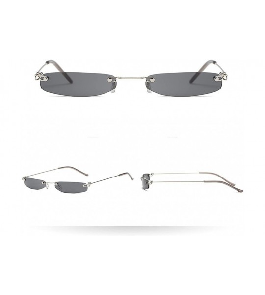 Rectangular Fashion Small Frame Eyewear Squared Rectangular Sunglasses (Style B) - CG196GWHK0O $17.21