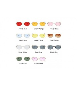 Semi-rimless Vintage Small Octagon Sunglasses Women Ladies Fashion Shade Brand Designer Square Metal Frame Sun Glasses - CZ19...