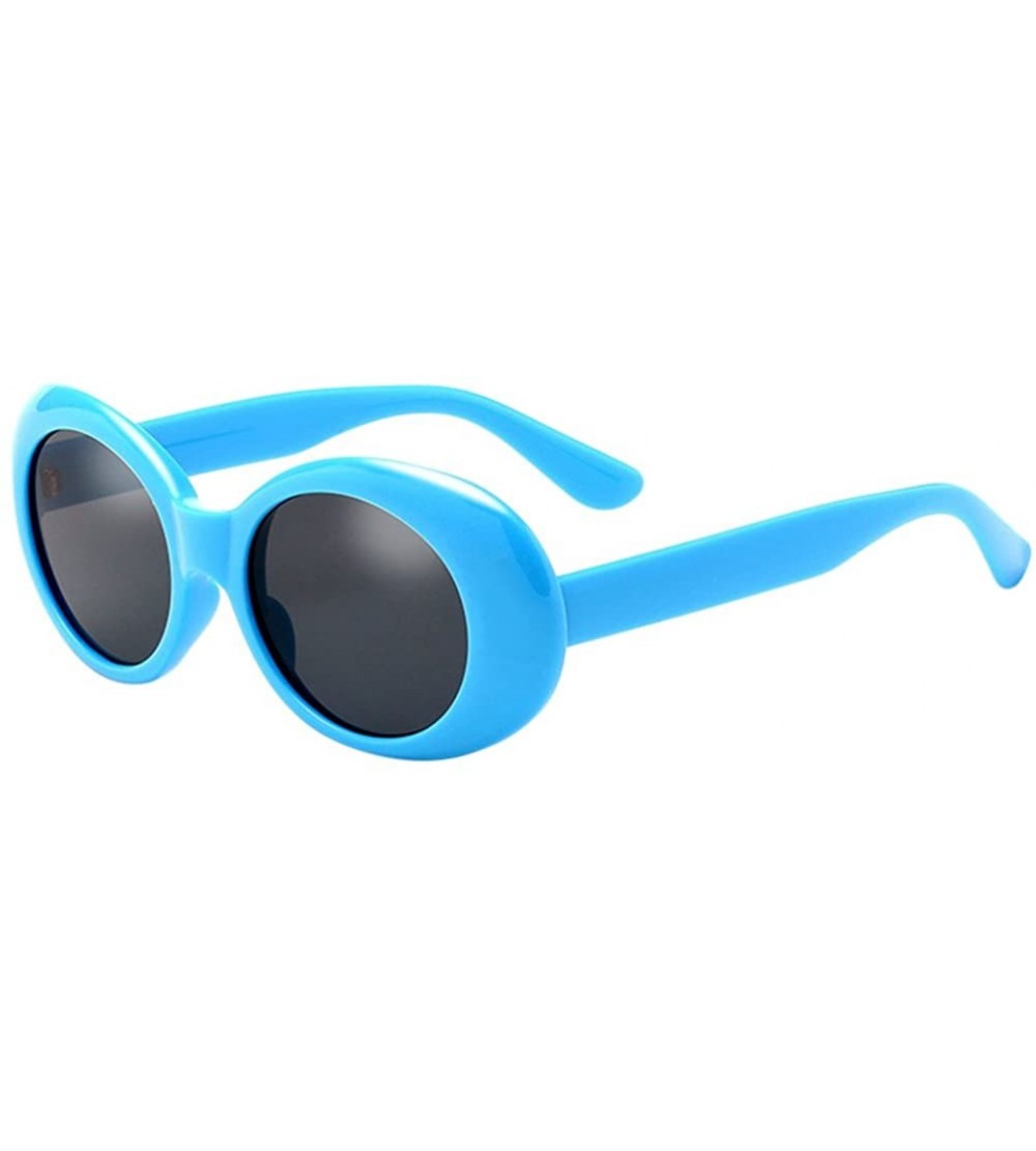 Oval Ladies Girls Oval Candy Color Eyewear UV400 Traveling Trekking Sunglasses - Blue - CX18CXE9X85 $27.74