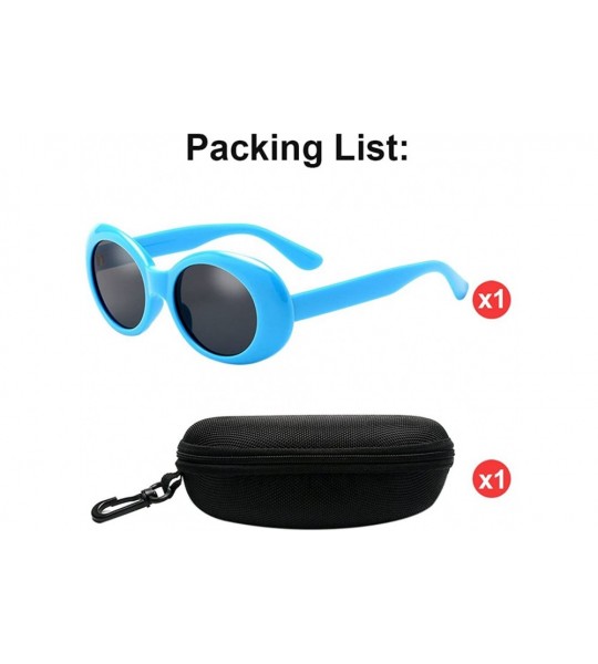 Oval Ladies Girls Oval Candy Color Eyewear UV400 Traveling Trekking Sunglasses - Blue - CX18CXE9X85 $27.74