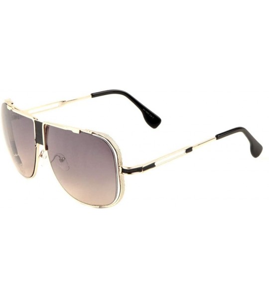 Aviator Gazelle Turbo Flat Top Square Oversized Aviator Sunglasses - Rose Gold & Black - CV18LLON7WT $27.55