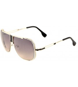 Aviator Gazelle Turbo Flat Top Square Oversized Aviator Sunglasses - Rose Gold & Black - CV18LLON7WT $27.55