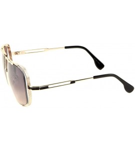 Aviator Gazelle Turbo Flat Top Square Oversized Aviator Sunglasses - Rose Gold & Black - CV18LLON7WT $27.55