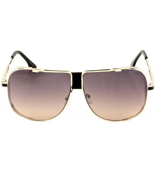 Aviator Gazelle Turbo Flat Top Square Oversized Aviator Sunglasses - Rose Gold & Black - CV18LLON7WT $27.55