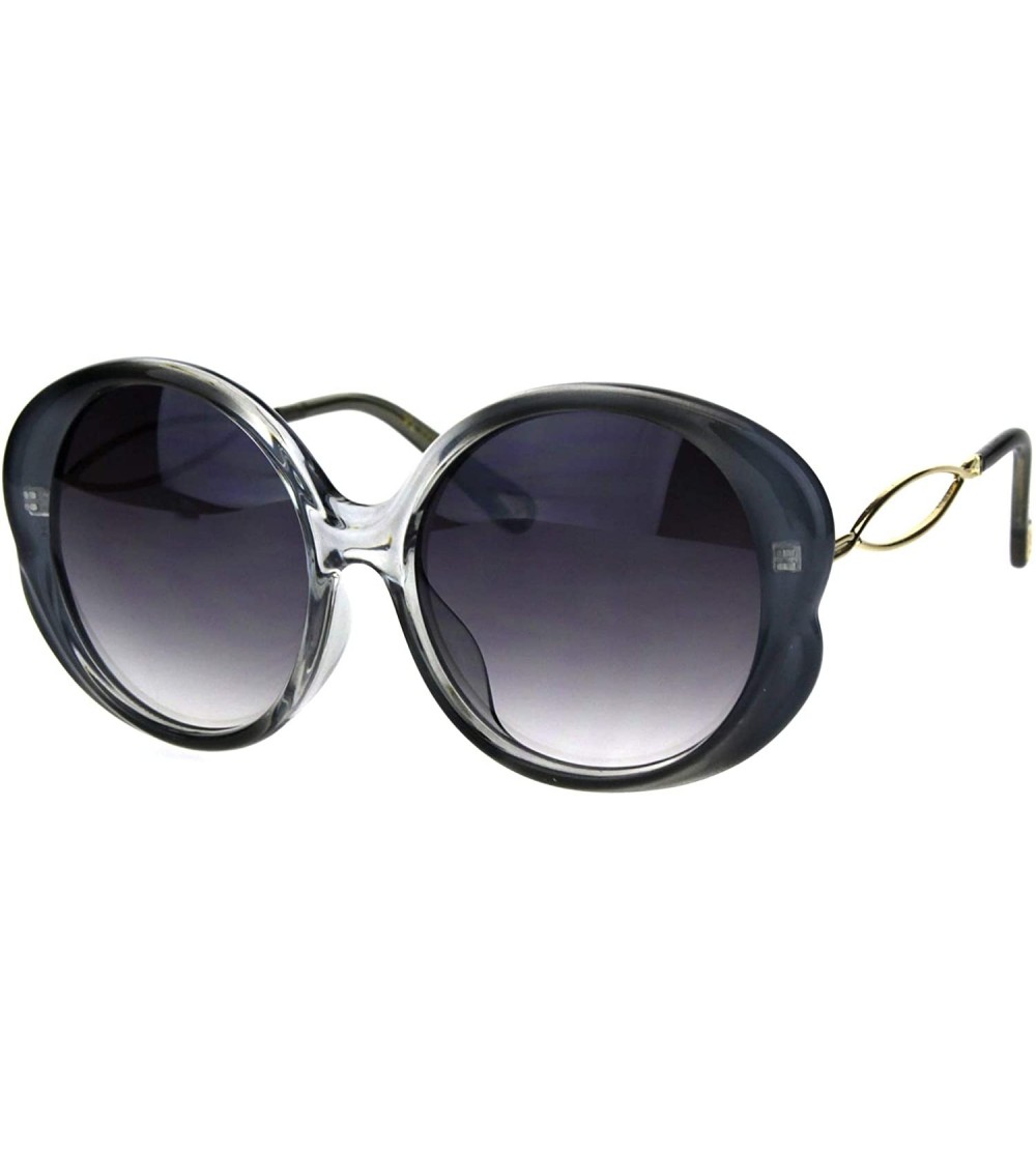 Oversized Womens Designer Style Sunglasses Cute Round Shape Shades UV 400 - Grey (Smoke) - CM18OYWX0Q6 $23.71