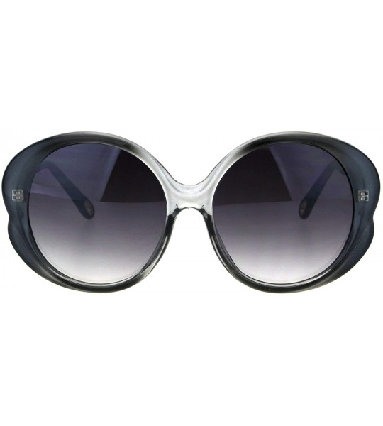 Oversized Womens Designer Style Sunglasses Cute Round Shape Shades UV 400 - Grey (Smoke) - CM18OYWX0Q6 $23.71