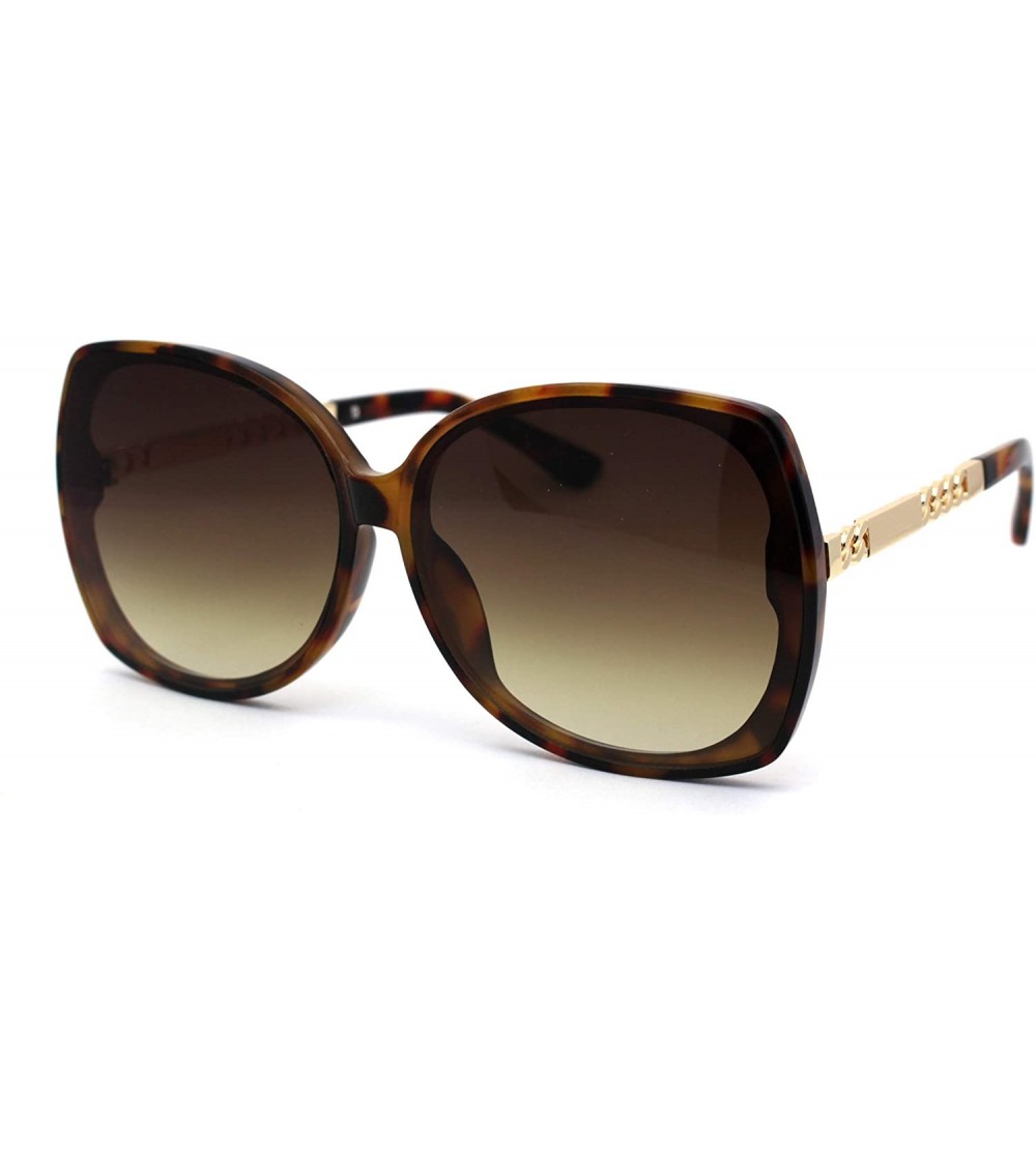 Butterfly Womens Metal Chain Arm Diva Chic Butterfly Sunglasses - Tortoise Gold Brown - CN194KSCU3K $24.52