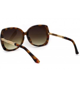 Butterfly Womens Metal Chain Arm Diva Chic Butterfly Sunglasses - Tortoise Gold Brown - CN194KSCU3K $24.52