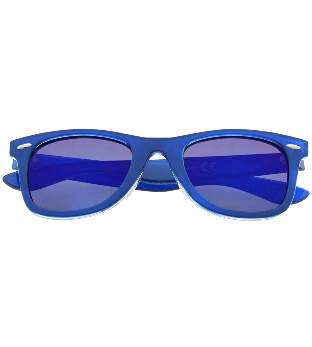 Rectangular Classic 80's Vintage Polarized Sunglasses - Blue/Blue Mirror - CV12J230YZD $29.78