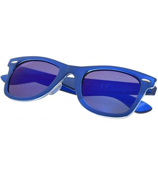 Rectangular Classic 80's Vintage Polarized Sunglasses - Blue/Blue Mirror - CV12J230YZD $29.78