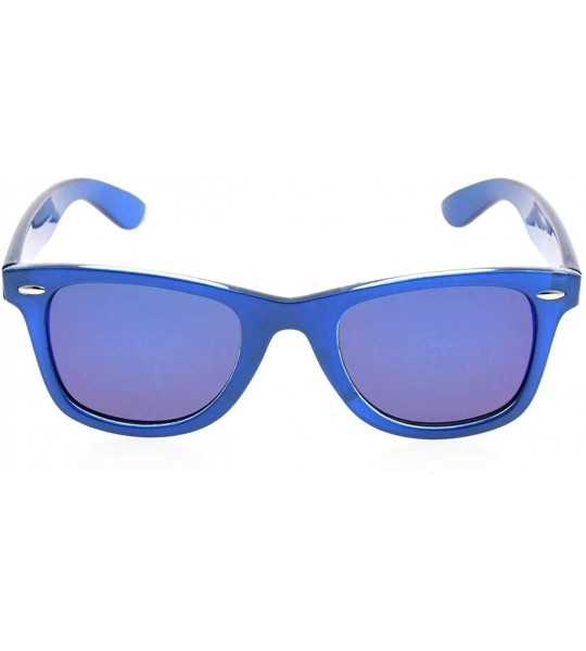 Rectangular Classic 80's Vintage Polarized Sunglasses - Blue/Blue Mirror - CV12J230YZD $29.78