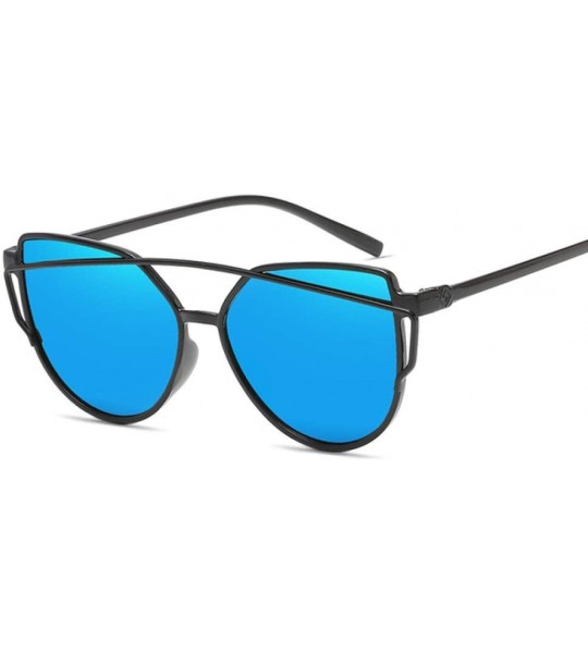 Cat Eye Fashion Sunglasses Glasses Coating - Blue - C0197WD4ZEN $44.91