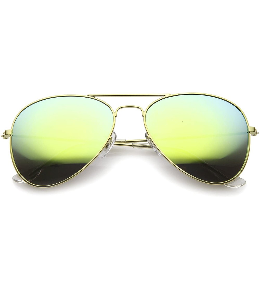 Oversized Premium Flash Mirror Lens Aviator Sunglasses (Nickel Plated Metal Frame) - Gold / Sun Mirror - C412CIGLM9D $28.86