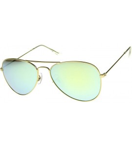 Oversized Premium Flash Mirror Lens Aviator Sunglasses (Nickel Plated Metal Frame) - Gold / Sun Mirror - C412CIGLM9D $28.86