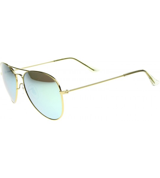 Oversized Premium Flash Mirror Lens Aviator Sunglasses (Nickel Plated Metal Frame) - Gold / Sun Mirror - C412CIGLM9D $28.86