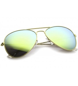 Oversized Premium Flash Mirror Lens Aviator Sunglasses (Nickel Plated Metal Frame) - Gold / Sun Mirror - C412CIGLM9D $28.86