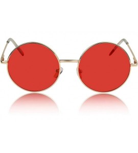 Square Big Round Sunglasses Retro Circle Tinted Lens Glasses UV400 Protection - 1 Red - CF180TX25WT $21.88