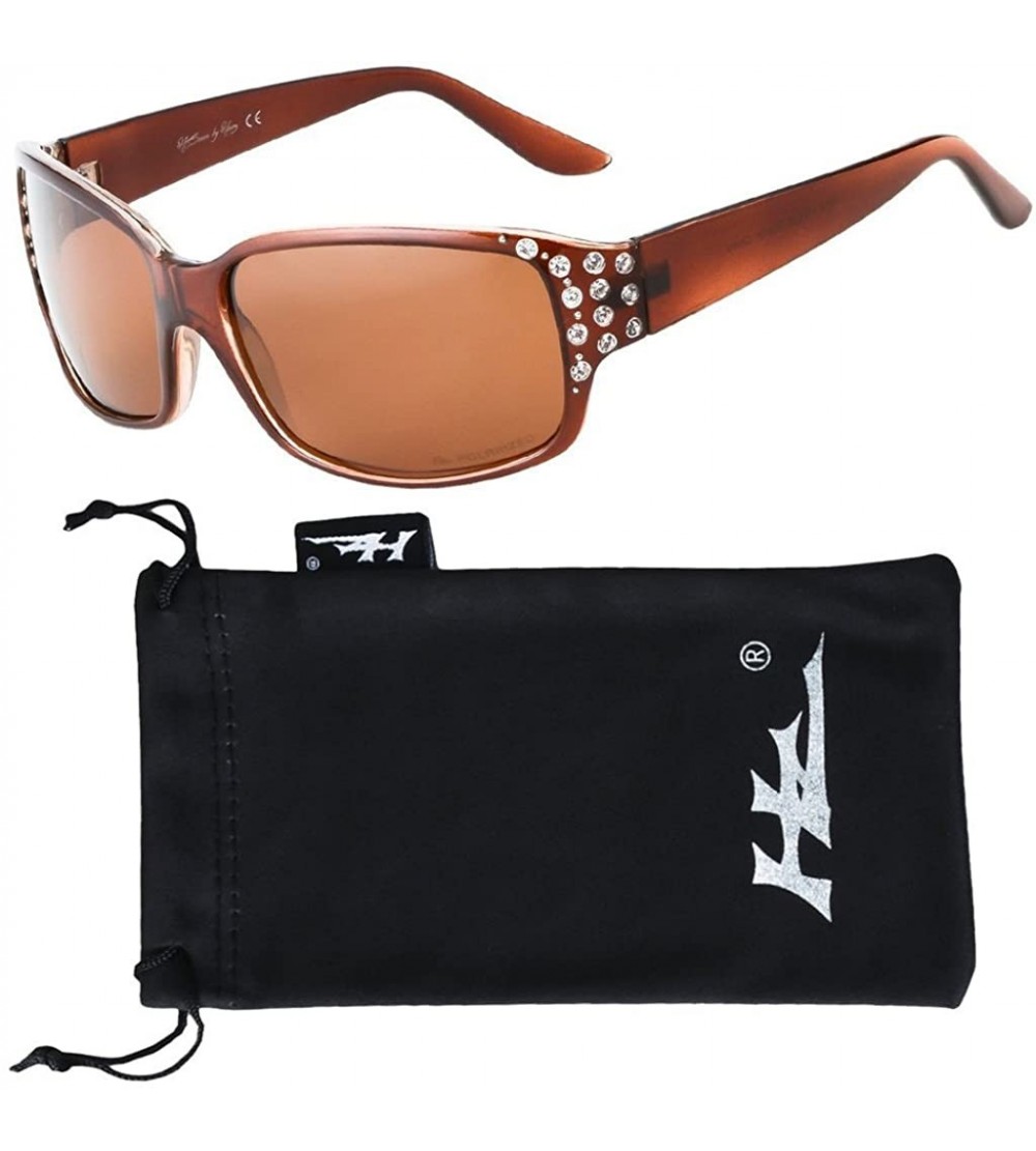 Rectangular Polarized Sunglasses for Women - Premium Fashion Sunglasses - HZ Series Diamante Womens Designer Sunglasses - CE1...