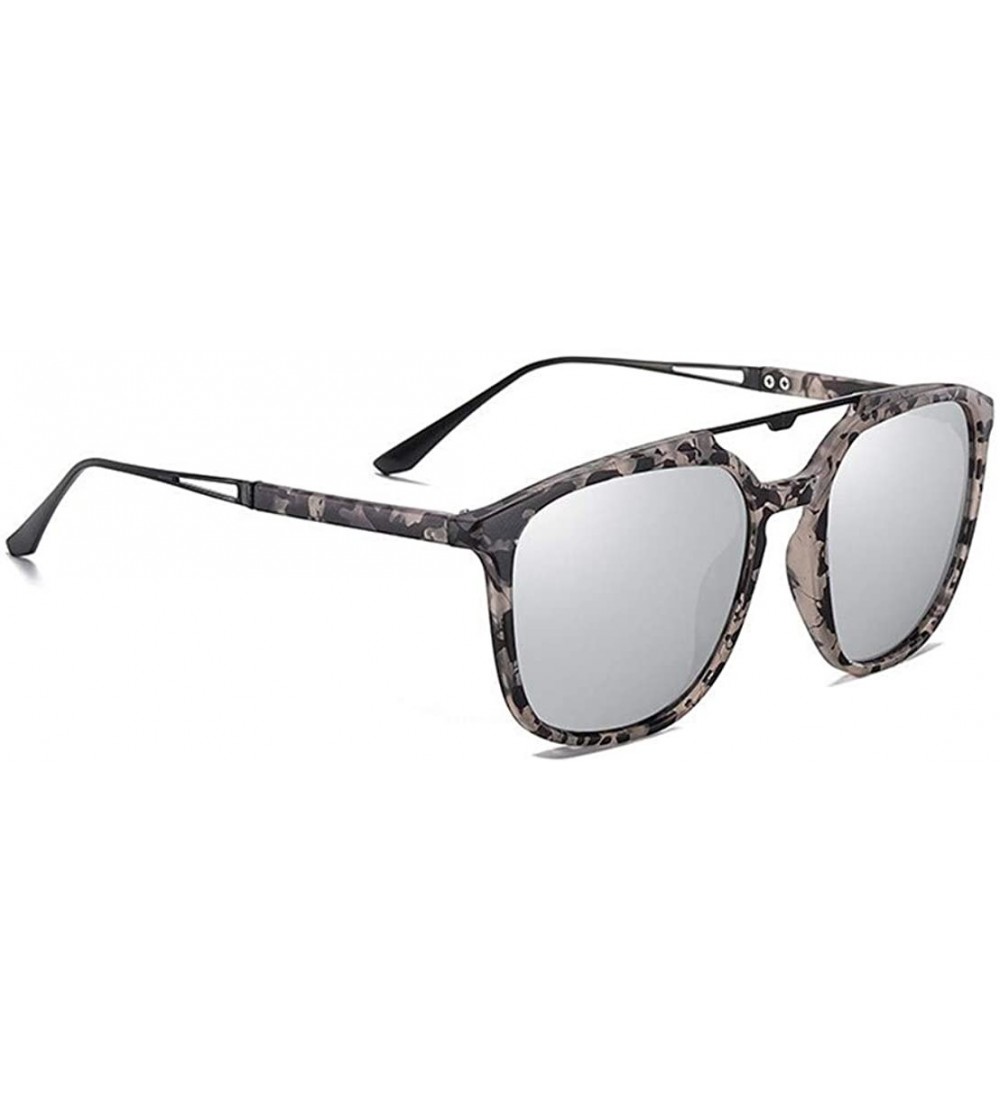 Square Polarized Oversized Sunglasses for Men Square Frame UV400 - C4silver Mirror - CM199HXGCNW $24.96
