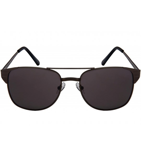 Rectangular Horned Rimmed Sunnies w/Double Brow Bar 5109-SD - Gunmetal - C1185XK6XOK $19.19