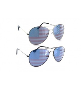 Wayfarer Patriotic American Flag Aviator Sunglasses USA Glasses Gift Set for Men Women - Silver/Gunmetal - C811LSVN5BN $18.77