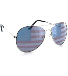 Wayfarer Patriotic American Flag Aviator Sunglasses USA Glasses Gift Set for Men Women - Silver/Gunmetal - C811LSVN5BN $18.77