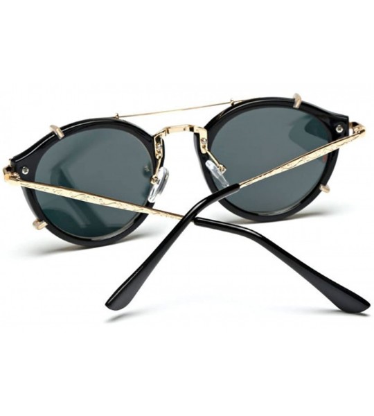 Square Vintage Round Anti-UV Lens Metal Frame Two Usages Sunglasses - Gold-black Frame/Pink Mirror - CZ12EECKX85 $42.25