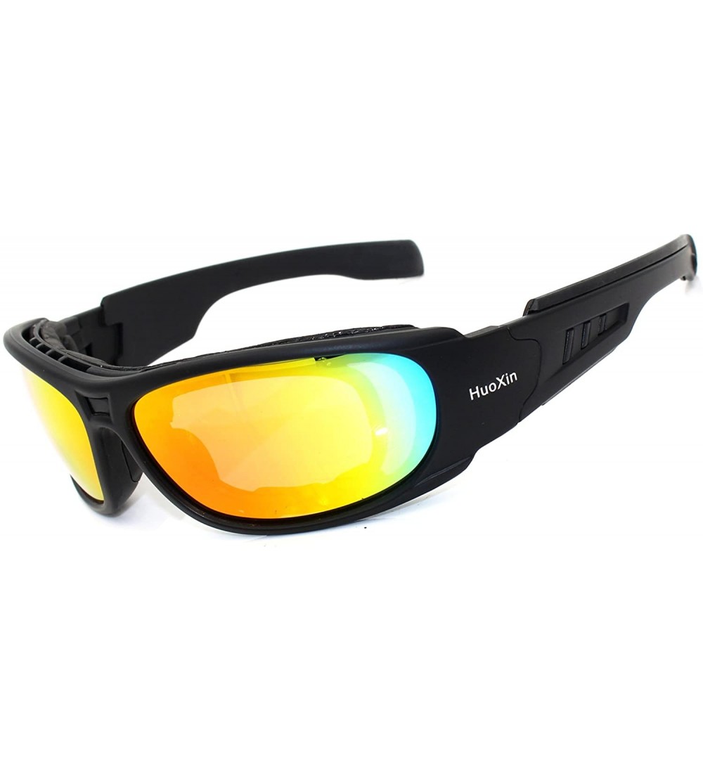 Goggle Polarized Designer Tactical Military Sunglasses 4 Set Interchangeable Lenses - Black - CG18EDYYDYI $47.53