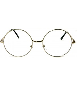 Round OVERSIZED Super Large XL Round Metal Frame Circle Clear Lens Eye Glasses - Silver - C512O3HTOZ5 $23.08