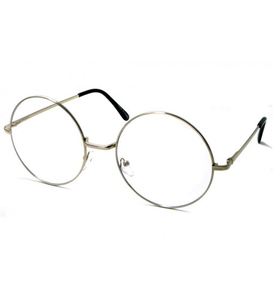 Round OVERSIZED Super Large XL Round Metal Frame Circle Clear Lens Eye Glasses - Silver - C512O3HTOZ5 $23.08