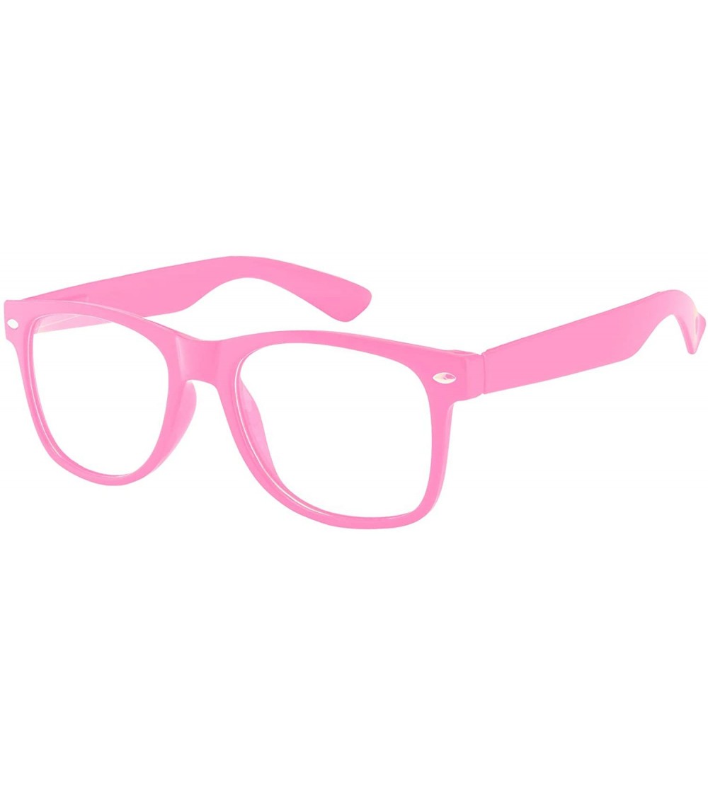 Wayfarer 80's Style Classic Vintage Sunglasses Colored Frame Uv Protection for Mens or Womens - 1 Clear Lens Pink - CL11N8293...